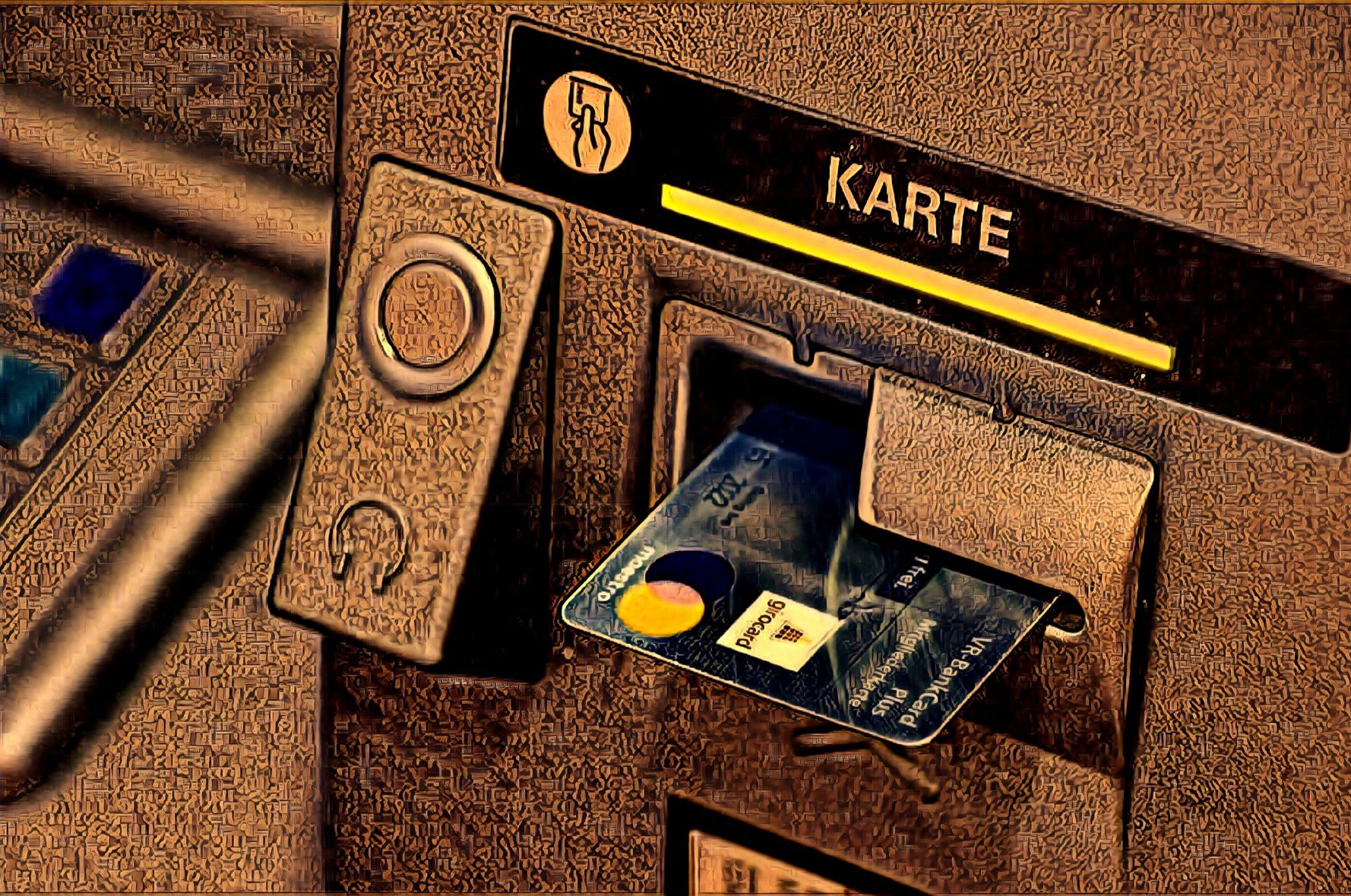 Grünes Licht für Bargeld abheben im Geschäft - Kartensicherheit