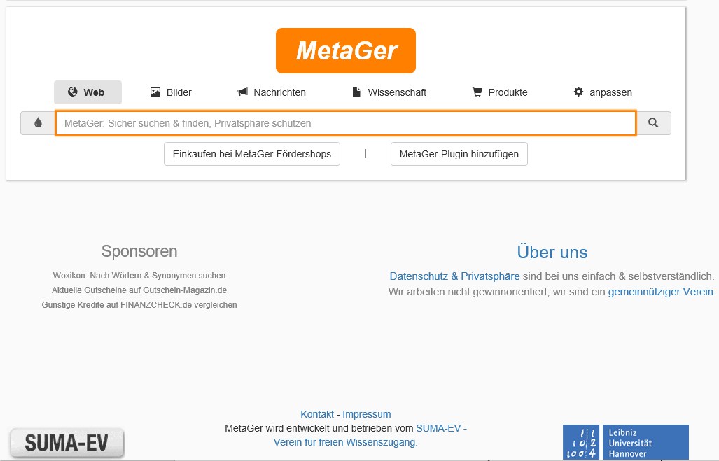 screen (c) metager suchmaschine spende