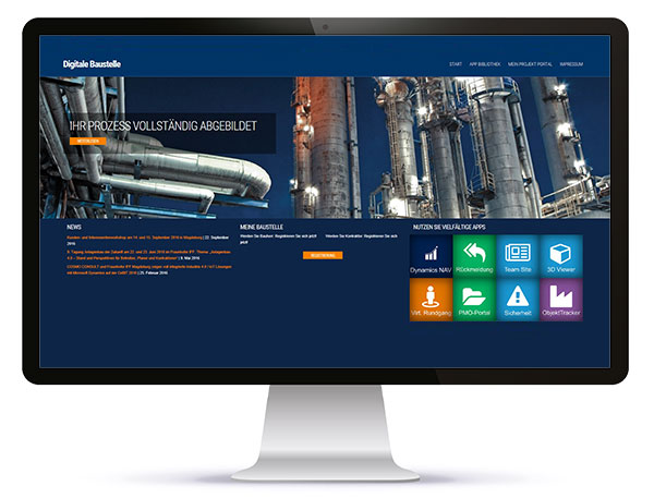 Das Standortinformationssystem des Fraunhofer IFF zur Virtualisierung von Industrieparks unterstützt auch die Virtualisierung von Baustellen und unterstützt so ihre Digitalisierung. Über ein Cloud-basiertes Bauherren-Kontraktoren-Portal ist die Interaktion mit externen Partnern möglich.